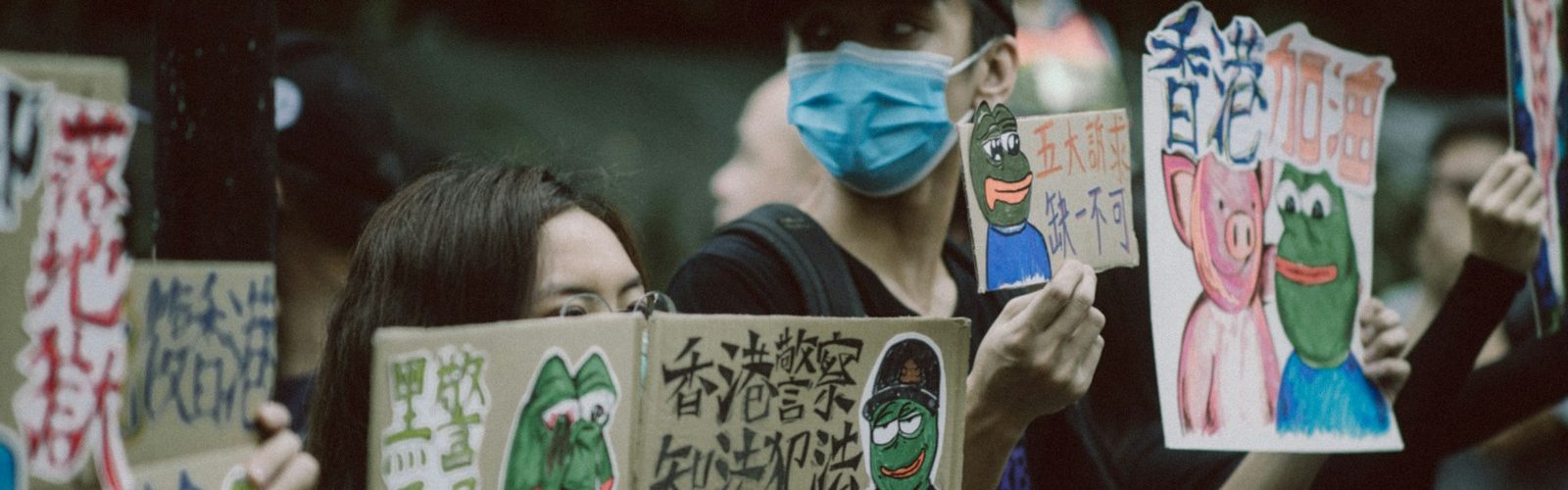 person holding signage