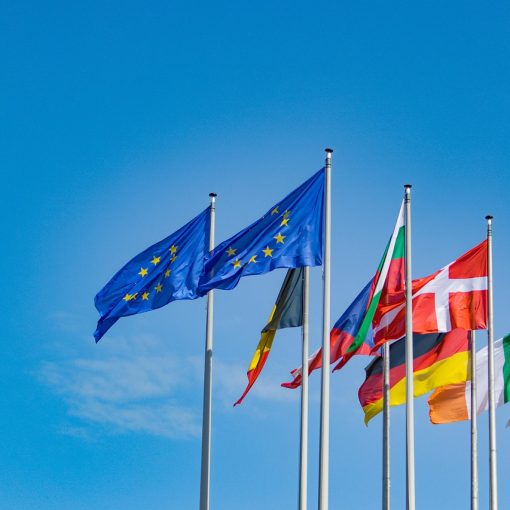 european union, european parliament, flags, flagpoles, eu, nature, countries, nations, national flags, symbol, sky