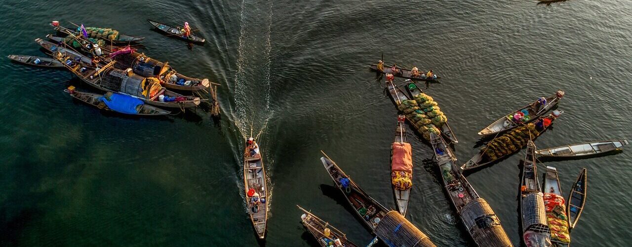 boats, market, nature, fisherman, river, vietnam, water