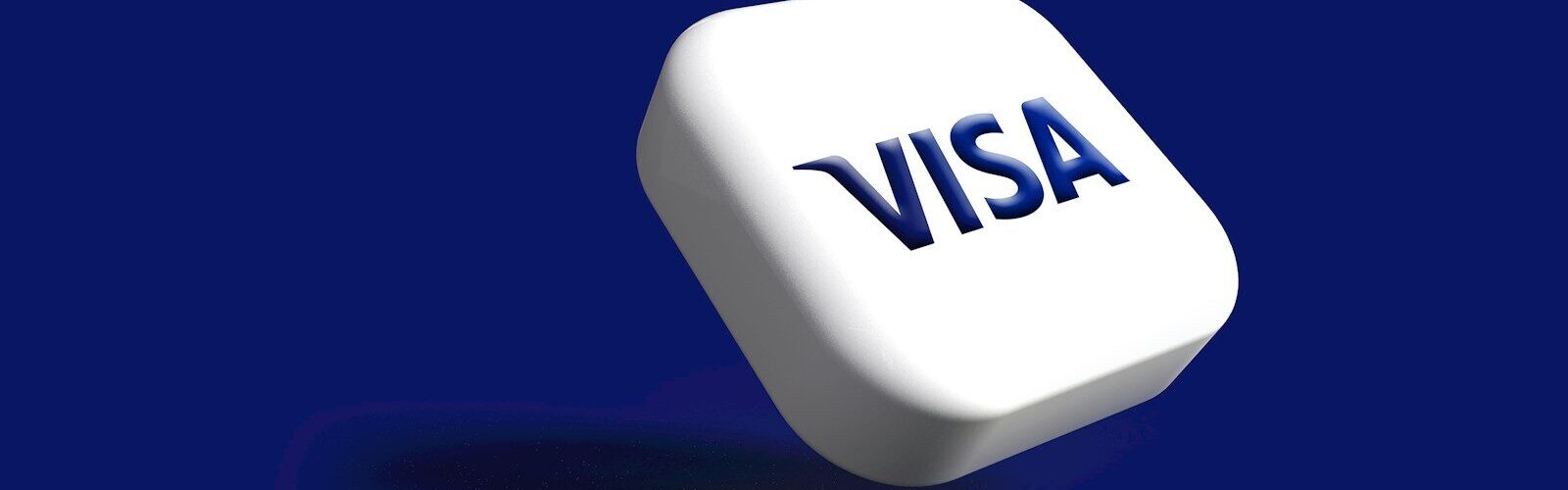 a white dice with the word visa on it