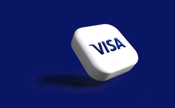 a white dice with the word visa on it