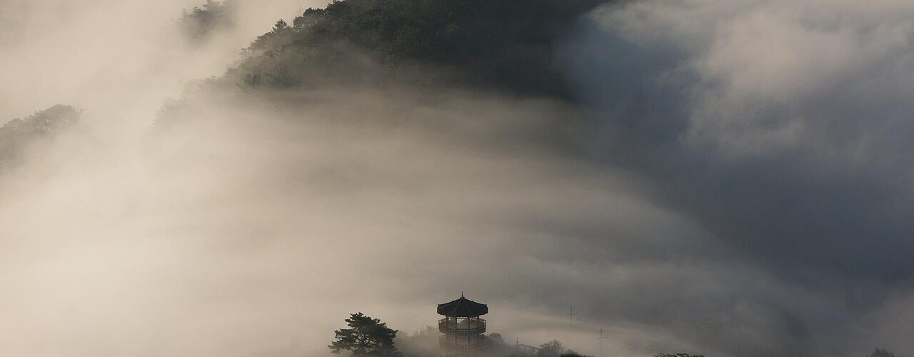 pavilion, hills, fog, mountains, landscape, nature, asia, foggy, misty, haze, palgakjeong, korea, fog, korea, korea, korea, korea, korea, Imsil-gun, Jeonbuk State, South Korea