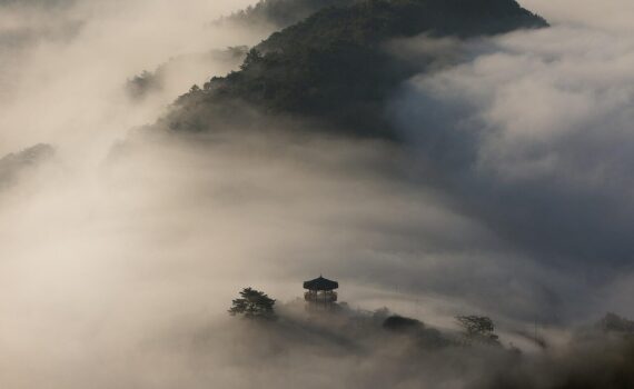 pavilion, hills, fog, mountains, landscape, nature, asia, foggy, misty, haze, palgakjeong, korea, fog, korea, korea, korea, korea, korea, Imsil-gun, Jeonbuk State, South Korea
